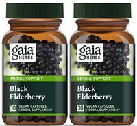 Gaia Herbs, Black Elderberry, Organic Sambucus Elderberry Extract for Daily Immune and Antioxidant Support, Vegan Powder Capsules, 30 Count (Pack of 2)