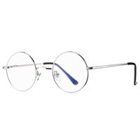COASION Vintage Small Round Blue Light Blocking Glasses Clear Lens Computer Gaming Eyeglasses (Silver)