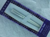 Cross Elite Executive Sage Pearlescent White and Cross Signature Center Band Ballpoint Pen.