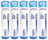 Boiron Sulphur 30C (Pack of 5 80-Pellet Tubes), Homeopathic Medicine for Skin Rash