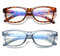 2 Pairs Reading Glasses Blue Light Blocking Light Women's Men's Spring Hinge Lightweight Computer Readers +2.0