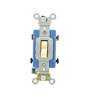 Leviton 1202-2I 15 Amp, 120/277 Volt, Toggle Double-Pole AC Quiet Switch, Extra Heavy Duty Grade, Self Grounding, Back and Side Wired, Ivory