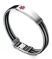 MoAndy Medical Alert Bracelet Wrist ID Stainless Classic Women Medical ID Bracelet 8.85 inch