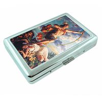 Aztec Warrior Silver Cigarette Case S10 Smoking Metal Wallet Id Holder 4" X 2.75"