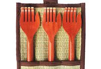 Hand Back Scratcher Wooden Bamboo, 3 Piece 16" Best Massager Set for Itching Relief, Traditional Body Relaxation Natural Strong Sturdy Tool in Woven Wall Hanging. (Red)