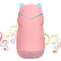 Small Speaker Kids, Cute Portable Wireless Bluetooth Speakers Mini Little Pocket Speakers with LED Night Light, Handfree, Match 2 TWS Loudspeakers for Powerful Room, Girls Boys Gifts (Pink Speaker)