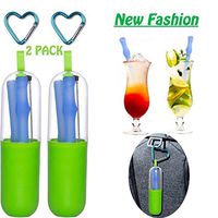 Upgrade Design 10 inch Collapsible Silicone Straws Set, PASNOWFU New Design Reusable Drinking Straws Folding Drinking Straws BPA-Free, Includes Cleaning Brush and Carry Case for Travel, Home, Office