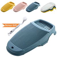 Plastic Washboard for Laundry with Soap Holder, Non-Slip Clothes Washing Board, Water Saving Washboard for Washing Clothes, Washing Board for Home Laundry, Blue