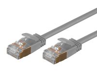 Monoprice SlimRun Cat6A Ethernet Patch Cable - Network Internet Cord - RJ45, Stranded, STP, Pure Bare Copper Wire, 36AWG, 2ft, Gray