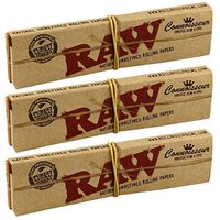 RAW Classic Connoisseur Kingsize Slim Skin Rolling Papers with Tips (3 Packs)
