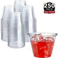 250 Clear Plastic Cups | 9 oz Plastic Cups | Clear Disposable Cups | PET Cups | Clear Plastic Party Cups | Crystal Clear Plastic Cups