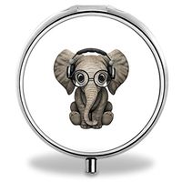 IMLONE Pill Organizer, Customized Cute Elephant Pill Boxes with 3 Components and Mirror for Travelling and Daily Needs