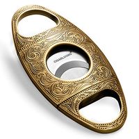 CIGARLOONG Cigar Cutter Stainless Steel Bronze Engraved Double Cut Blade (Color:Gold1)