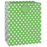 Unique Industries, Large Gift Bag, 12.5 x 10.5 inches - Lime Green Polka Dot