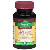 Finest Nutrition D3 Vitamin 2000 IU Dietary Supplement Softgels 75 Each