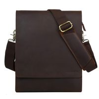 Leathario Men's Leather Messenger Shoulder Bag Business Retro Leisure Crazy Horse Leather Crossbody Bag (Coffee-802)