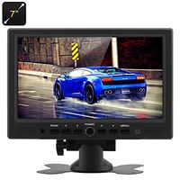 7 Inch TFT LCD Car Monitor - 800x480 Native Resolution, HDMI + VGA Video Inputs, 360 Degree Rotating Stand
