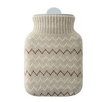 Healifty Silicone Hot Water Bag with Knit Cover Mini Hand Warmer Warm Water Bottle for Friends Families (Light Grey)