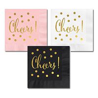 Metallic Gold CHEERS Napkins (50, Pink)