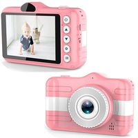 giokfine 2019 Upgrade Kids Camera, Digital Camera for Kids Gifts, Camera for Kids 3-10 Year Old 3.5 Inch Large Screen, SD Card Reader (Pink)