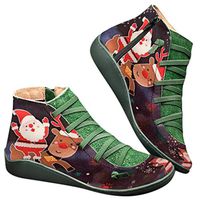 Clearence Women's Winter Leather Waterproof Boots Loafers Flats Shoes Casual Comfortable Short Tube Roman Shoes 5.5-10.5 (Christmas, US:6)