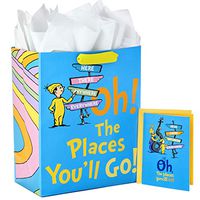 Hallmark 13" Large Dr. Seuss Graduation Gift Bag with Tissue Paper and Graduation Card (Oh! the Places You'll Go!)