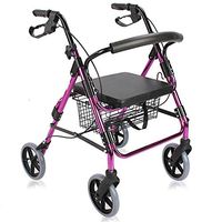 HAMIMI Collapsible Walker Assisted Walking Frame Purple Disabled Elderly Shopping Cart Four-Wheeled Trolley Mobility Wheelchai