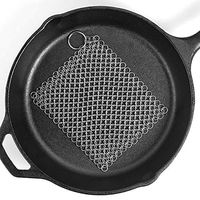 PIBC 8"x6" Cast Iron Cleaner Stainless Steel 316L Chainmail Scrubber for Cast Iron Pan Pre-Seasoned Pan Dutch Ovens Waffle Iron Pans
