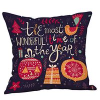 Indexshop Merry Christmas Tree Santa Series Cotton Linen Square Throw Pillow Case Decorative, with Invisible Zippers and Merry Christmas Series Patterns, 18 x 18 Inch (F)