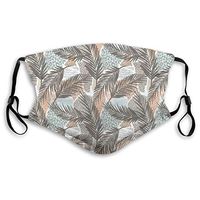 Fashion Comfortable Windproof mask,Abstract Design Pastel Tone Hawaiian Style Exotic Leaves with Animal Skin Shapes,Printed Facial Decorations for Unisex S