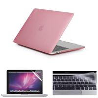3In1 Hard Shell Case + Keyboard Cover + Screen Protector for Macbook Pro 13" with Touch Bar (2019 2018 2017 2016 Release A2159 A1989 A1706)- Pink