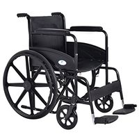 Black 24" Lightweight Foldable Medical Wheelchair with Footrest Adjustable PVC + abs + Steel Outdoor Carry Pocket