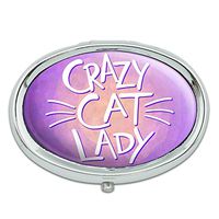 Crazy Cat Lady Metal Oval Pill Case Box