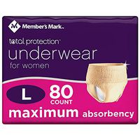 Member's Mark Total Protection Underwear for Women, Large (80 ct.)