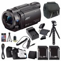 Sony FDR-AX33 4K Ultra HD Handycam Camcorder + NP-FV70 Battery + External Charger + 32GB SDHC Card + 64GB SDXC Card + Case + Card Reader + Card Wallet Saver Bundle