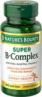 Vitamin B Complex by Nature's Bounty, Super B Complex Vitamins w/ Vitamin C for Immune Support and Folic Acid, 150 Tablets
