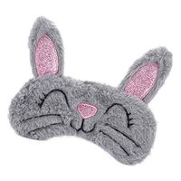Cute Animal Sleeping Sleep Mask Soft Plush Blindfold Cute Rabbit Panda Koala Eye Cover Eyeshade for Kids Teens Girls Women (Rabbit Grey)