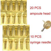 YJPQ 20Pcs 0.5ML Syringe Ampoule Head with 10Pc Taking Medicine Needle for Hyaluronic Pen Hyaluron Guns High Pressure Wrinkle Removal Water Syringe Disposable