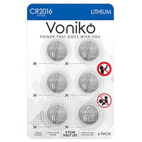VONIKO 3 Volt 2016 Battery 6 Pack – Button Cell 2016 Batteries – Lithium CR2016 3 Volt Coin Battery – Child-Resistant Packaging, 5 Years Shelf Life