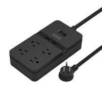 NTONPOWER 4-Outlet Power Strip Surge Protector with 2 USB Ports Switched Desktop Charging Station with Right Angle Plug and 5ft Heavy-Duty Extension Cord for Home Theater TV Appliance Computer - Black
