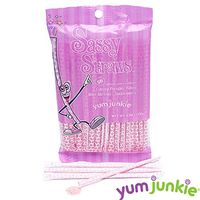 Pink Sassy Straws Candy Powder Filled Mini Straws - Strawberry: 50-Piece Bag