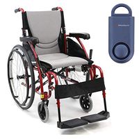 Karman S-Ergo 115 Ultra Lightweight Ergonomic Wheelchair | Seat Size 20" X 17" | Swing Away Footrest | Quick Release Wheels in Red & Free 130 dB Matte Blue Personal Safety Alarm/Siren!