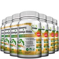 Panax Ginseng + Ginkgo Biloba Tablets – Premium Non-GMO/Veggie Superfood – Traditional Energy Booster and Brain Sharpener – Unique Twin Supplement Combines Ginseng and Ginkgo Biloba (12 Pack)