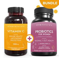 Viva Naturals Vitamin C 1000mg (250 Capsules) and Probiotics for Women 50 Billion CFU + 20 Strains (60 Capsules) Bundle