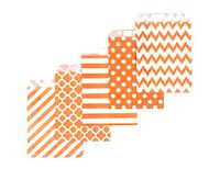 200 Counts Medium Orange Biodegradable, Food Safe Ink & Paper, Assorted Design Cookie Bag, Eco-Friendly Favor Bag, Treat Bag for Party (Medium, Orange)