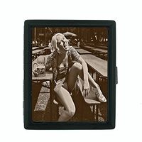 Perfection In Style Metal Cigarette Case Vintage Farm Girl Design 015