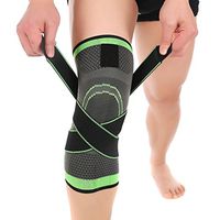 Efanr 1 Pair Knee Compression Sleeve, Knee Brace Protective Pad Kneepad with Adjustable Strap, Ankle Wrist Leg Support Bandage Kneepad for Basketball, Running, Jogging, Sports, Arthritis (Green, XXL)