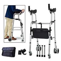 LCJ Wheel Walking Frame with Armrest Support Pad, Bariatric Heavy-Duty Folding Walker with Wheels for Seniors, Thick Aluminum Alloy Rehabilitation Auxiliary Walking Frame,Mobility Aid for Handicap