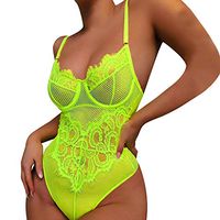 Buedvo Women's Sexy Lingerie, E-Scenery Sexy Green Sleepwear Underwear Lace One Piece Underwear Lingerie One Piece Fishnet Teddy Lace Cups Bodysuit Mesh Babydoll (S)