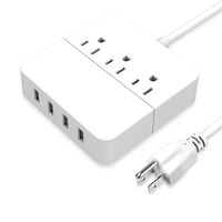 USB Power Strip 3-Outlet Surge Protector with 4 USB Ports Charge Portable Desktop Charging Station 5 feet Extension Cord for Smartphone Tablets Travel Office Home White